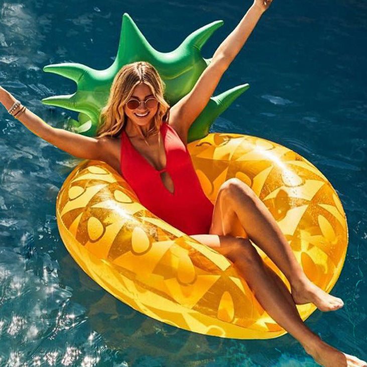 Inflatable Swimming Pool, Pineapple Floating Row Air Cushion Bed, Summer Water Floating Hammock Air Mattress Water Sports Toys