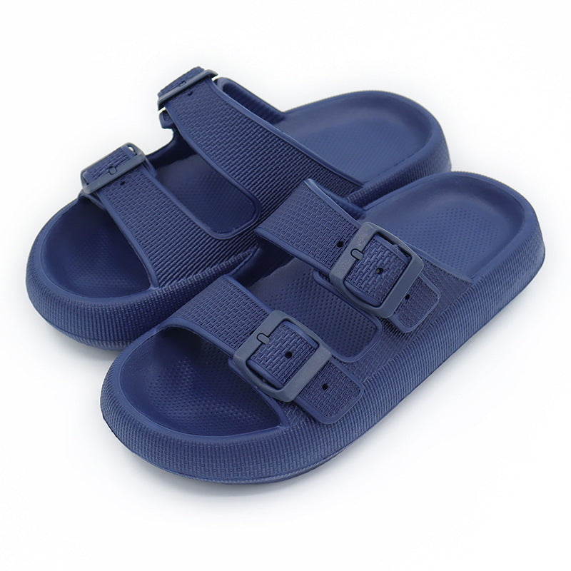 Platform Slippers Women's Summer Buckle, Home Shoes Fashion Outdoor Wear Soft Bottom Sandals