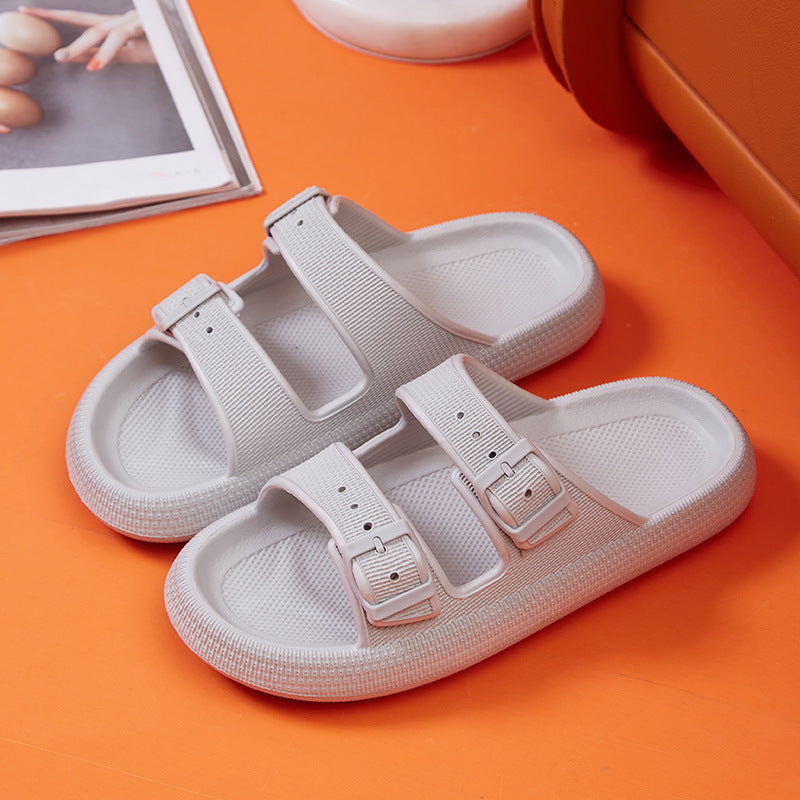 Platform Slippers Women's Summer Buckle, Home Shoes Fashion Outdoor Wear Soft Bottom Sandals