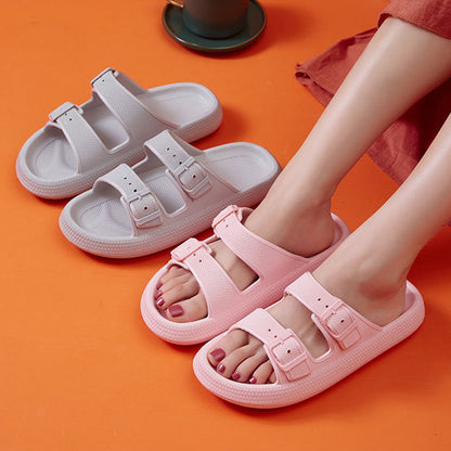 Platform Slippers Women's Summer Buckle, Home Shoes Fashion Outdoor Wear Soft Bottom Sandals