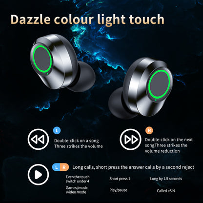 Casque Bluetooth sans fil YD03 TWS grand écran affichage numérique intelligent dans l'oreille lumière de respiration