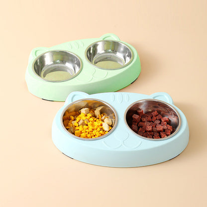 Double Dog Water And Food Bowls Stainless Steel