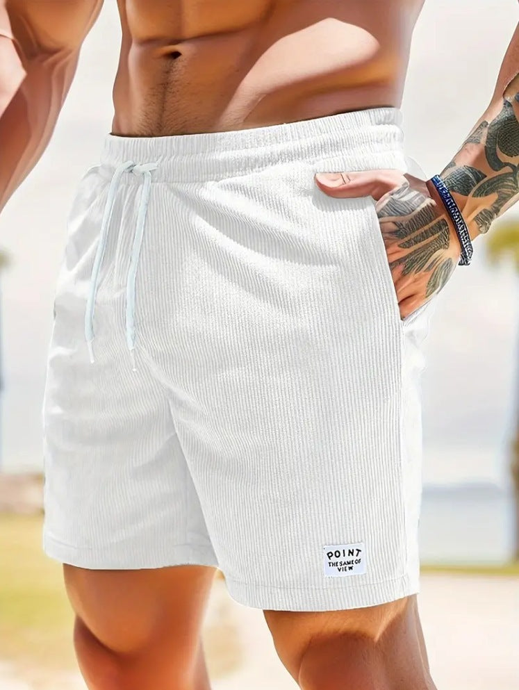 Short à lacets avec cordon de serrage, pantalon court de sport en velours côtelé, vêtements d'été pour hommes