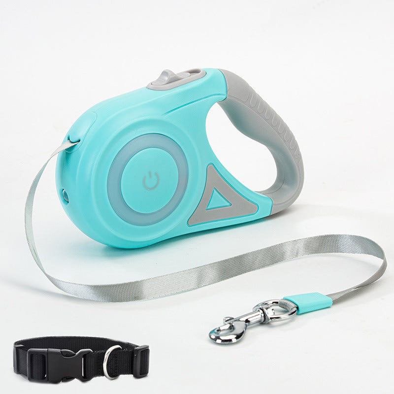 Laisse rétractable pour chien et collier pour chien Spotlight, corde de traction automatique pour chien et chat pour petits et moyens chiens Produit pour animaux de compagnie