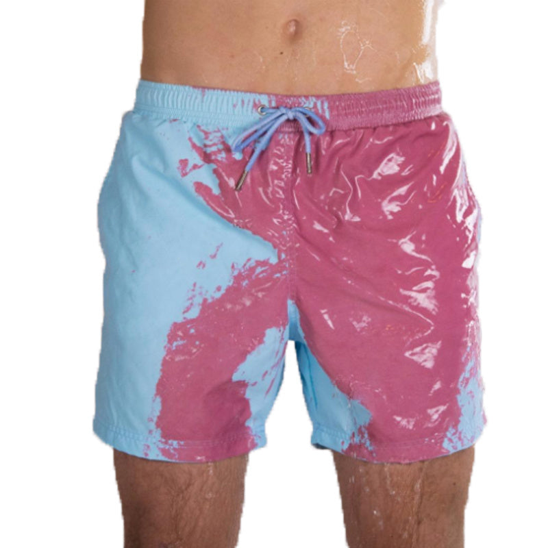 Changement magique couleur short de plage été hommes maillot de bain maillot de bain maillot de bain à séchage rapide short de bain pantalon de plage