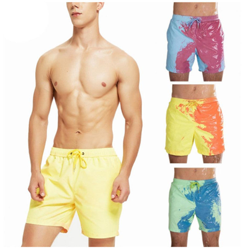 Changement magique couleur short de plage été hommes maillot de bain maillot de bain maillot de bain à séchage rapide short de bain pantalon de plage