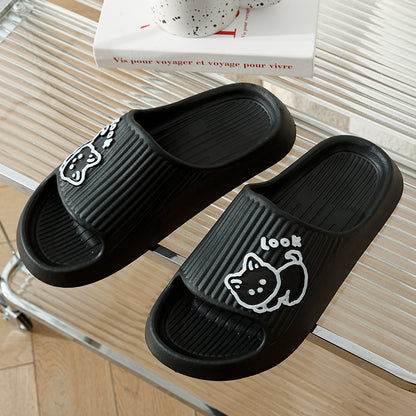 Cute Cat Slippers Summer Women Home Shoes Bath Thick Platform Non-Slip Slides Indoor Outdoor