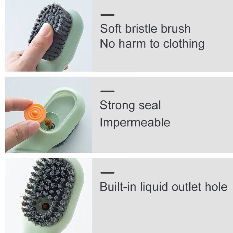 Brosse de nettoyage en profondeur pour chaussures, à décharge automatique de liquide, à poils souples, pour le linge domestique, outil de nettoyage à usage quotidien