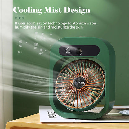 Brumisation de bureau de ventilateur de climatisation, refroidisseur d'air de ventilateur de refroidissement humidificateur rechargeable USB ventilateur de pulvérisation portable avec ventilateur de brume à 3 vitesses de vent pour la maison