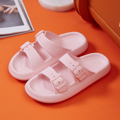 Platform Slippers Women's Summer Buckle, Home Shoes Fashion Outdoor Wear Soft Bottom Sandals