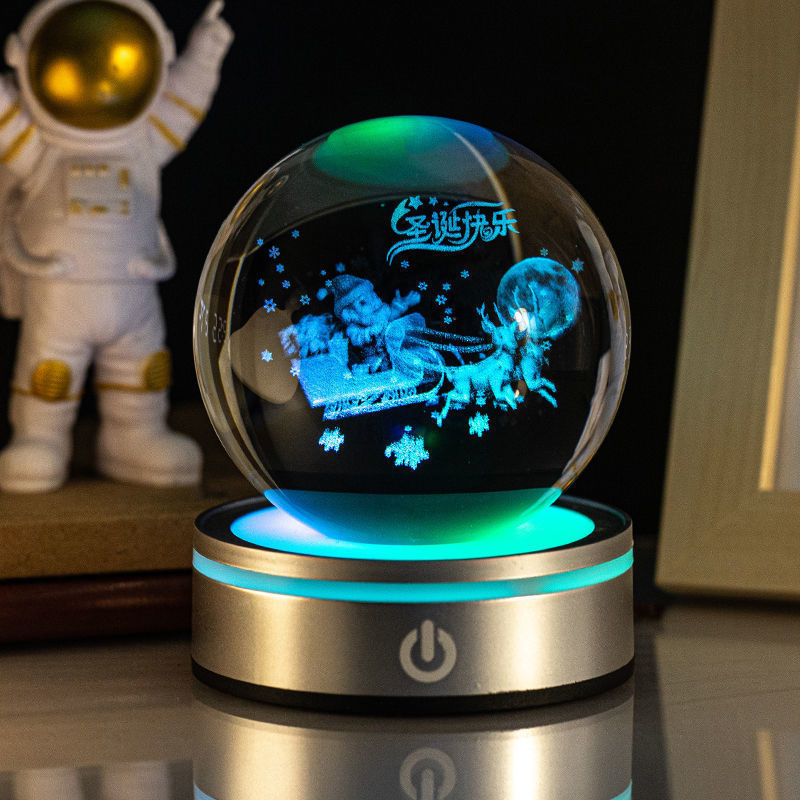 Creative 3D Inner Carving Luminous Crystal Ball, Home Decorations Gifts Selection