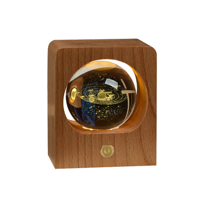 Beech Crystal Ball Night Light 3D Laser Engraving