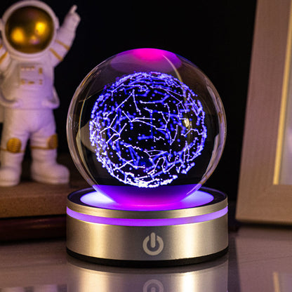 Creative 3D Inner Carving Luminous Crystal Ball, Home Decorations Gifts Selection