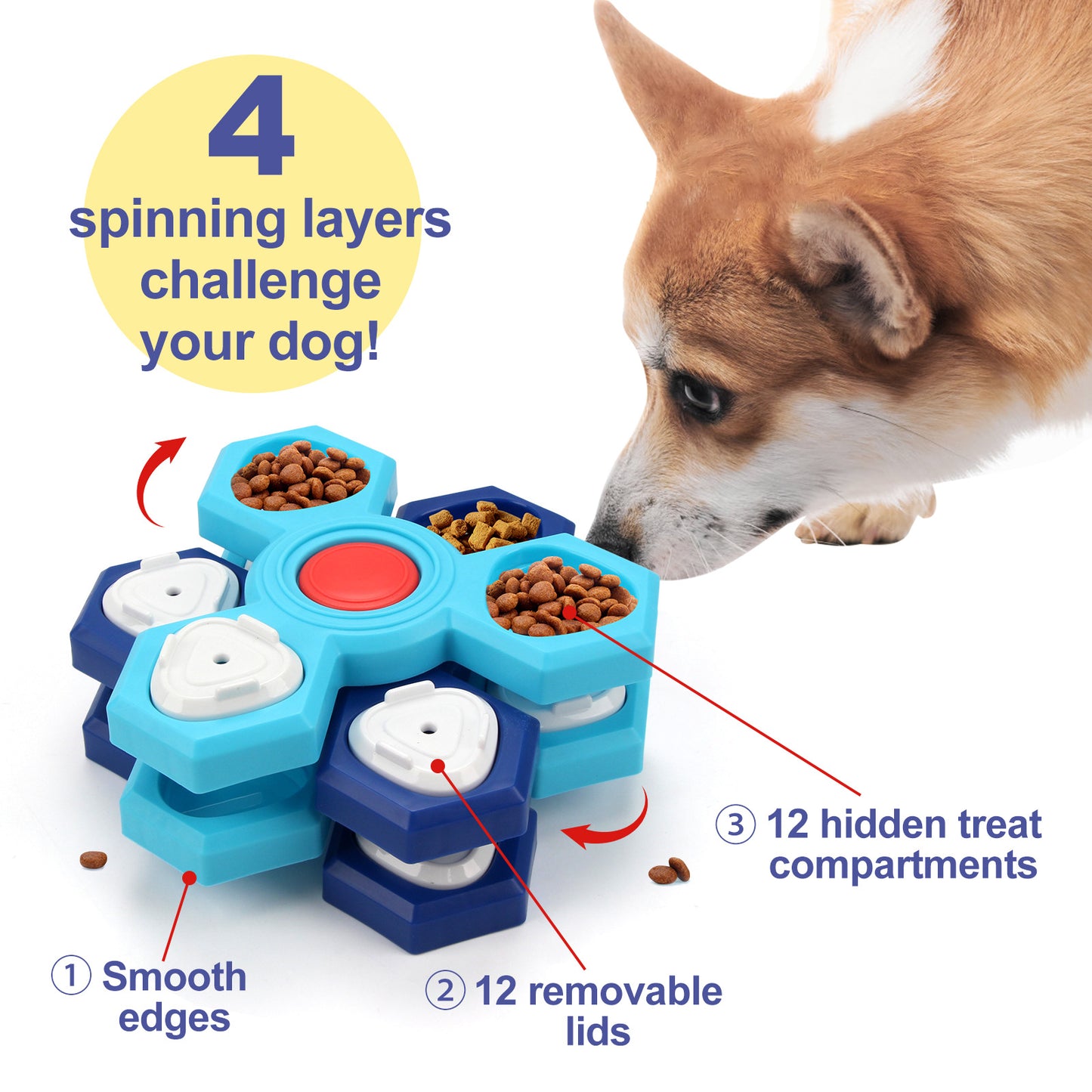 4 Layers Slow Feeder Puzzle Dog Bowls Assemble, Slow Eating bowl for dogs