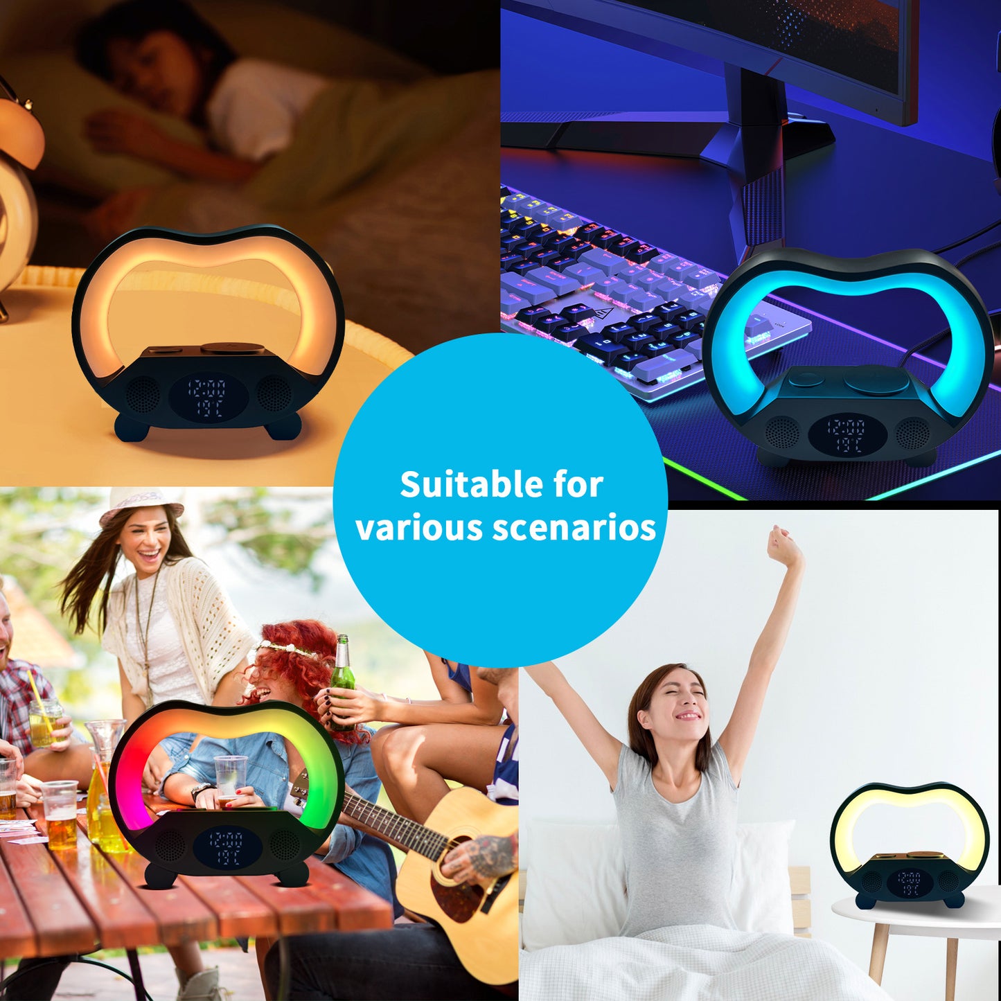 2024 New 6 In 1 Smart Remote Control,Multi-function Wireless Charger Night Light Bluetooth Speaker