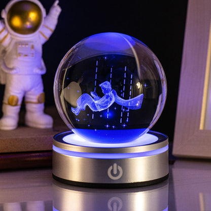 Creative 3D Inner Carving Luminous Crystal Ball, Home Decorations Gifts Selection