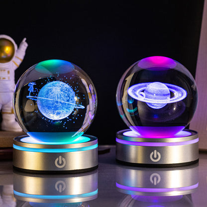 Creative 3D Inner Carving Luminous Crystal Ball, Home Decorations Gifts Selection