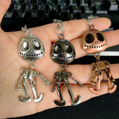Vintage Halloween Skull Robot Keychain – Movable Metal Alloy Keyring for Men & Women – Cute Car Key Accessory & Gift