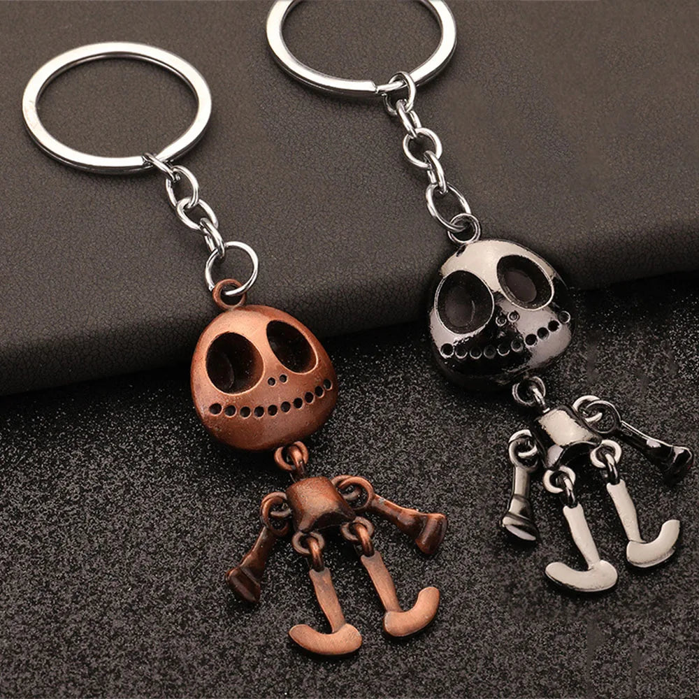 Vintage Halloween Skull Robot Keychain – Movable Metal Alloy Keyring for Men & Women – Cute Car Key Accessory & Gift