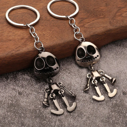 Vintage Halloween Skull Robot Keychain – Movable Metal Alloy Keyring for Men & Women – Cute Car Key Accessory & Gift