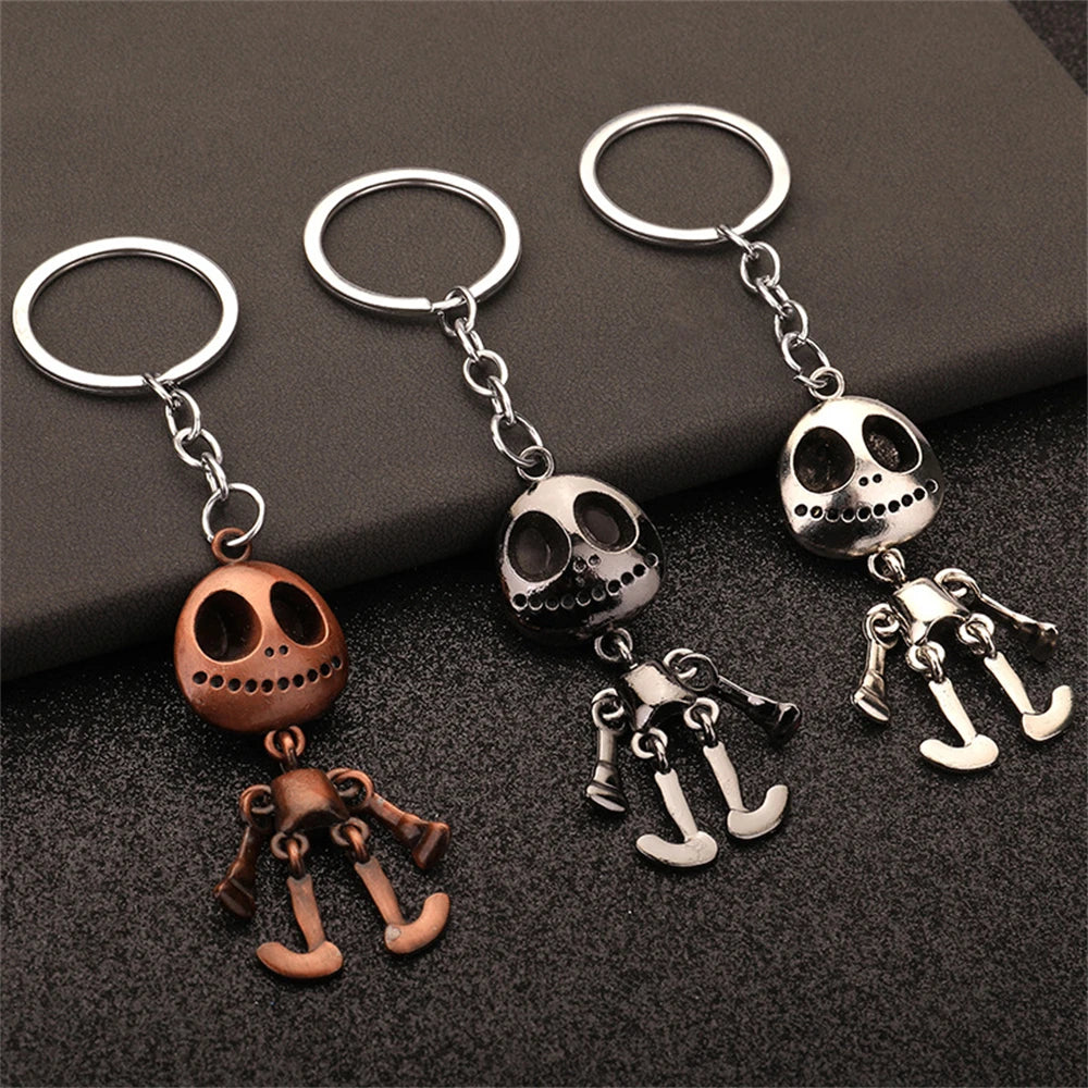 Vintage Halloween Skull Robot Keychain – Movable Metal Alloy Keyring for Men & Women – Cute Car Key Accessory & Gift