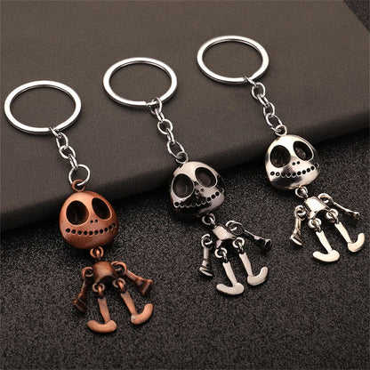 Vintage Halloween Skull Robot Keychain – Movable Metal Alloy Keyring for Men & Women – Cute Car Key Accessory & Gift