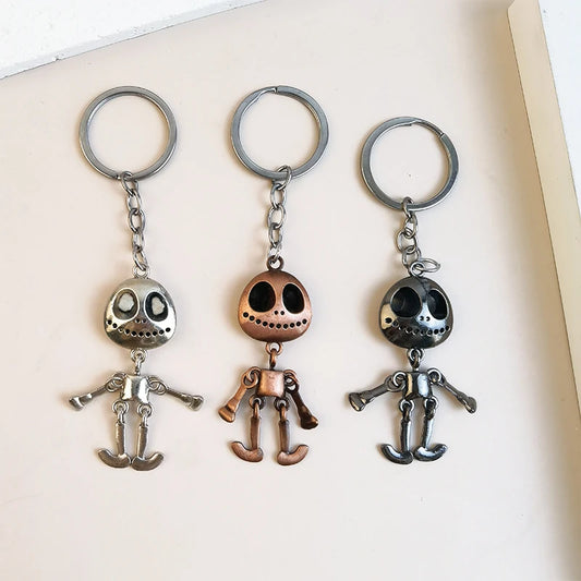 Vintage Halloween Skull Robot Keychain – Movable Metal Alloy Keyring for Men & Women – Cute Car Key Accessory & Gift