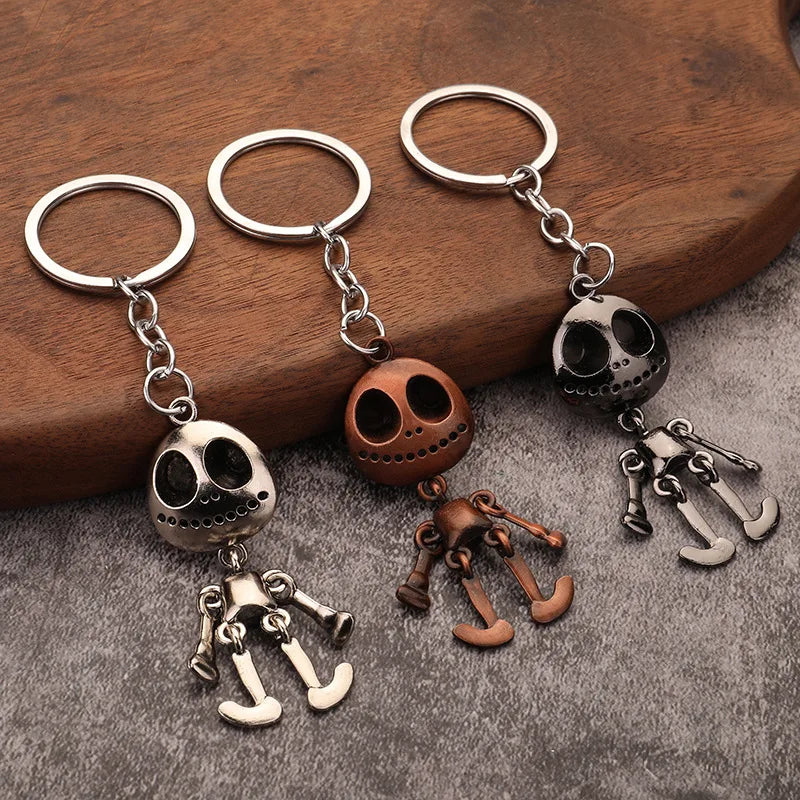 Vintage Halloween Skull Robot Keychain – Movable Metal Alloy Keyring for Men & Women – Cute Car Key Accessory & Gift