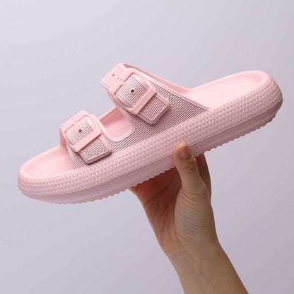 Platform Slippers Women's Summer Buckle, Home Shoes Fashion Outdoor Wear Soft Bottom Sandals