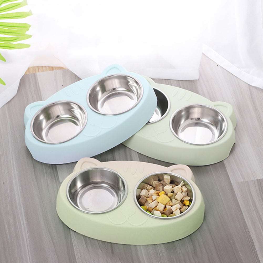 Dog Bowls Double Dog Water And Food Bowls Stainless Steel Bowls With Non-Slip Resin Station, Pet Feeder Bowls For Puppy Medium Dogs Cats