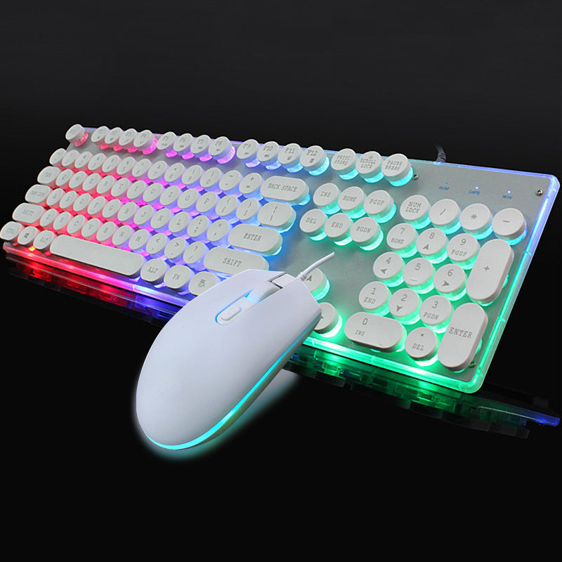 Ensemble clavier et souris filaire lumineux en cristal coloré