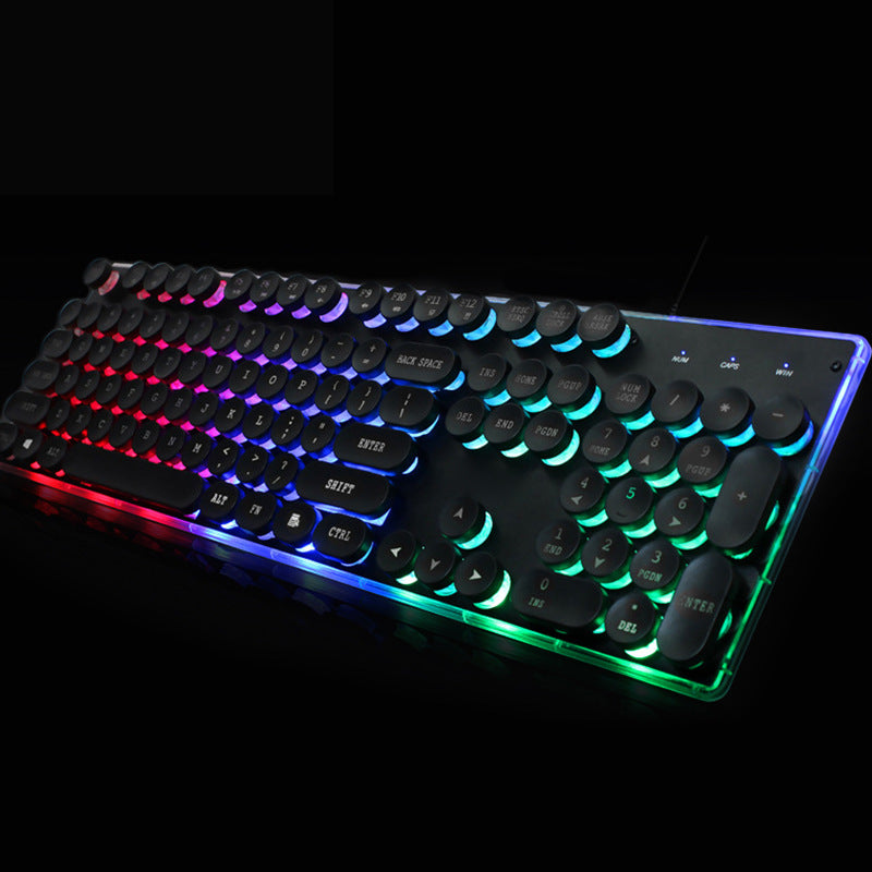 Ensemble clavier et souris filaire lumineux en cristal coloré