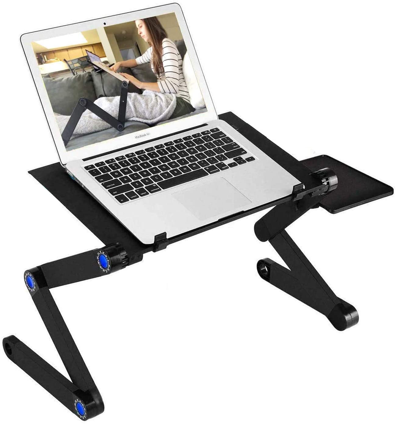 Adjustable Laptop Stand, RAINBEAN Laptop Desk with 2 CPU Cooling USB Fans for Bed