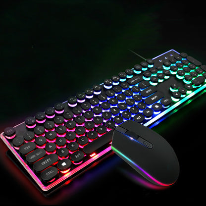 Ensemble clavier et souris filaire lumineux en cristal coloré